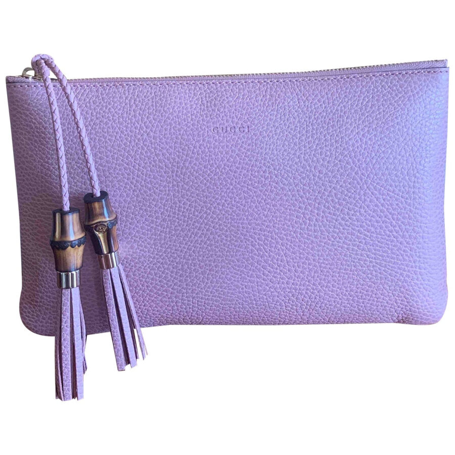 Gucci bamboo pink leather clutch bag | Studio Nafay