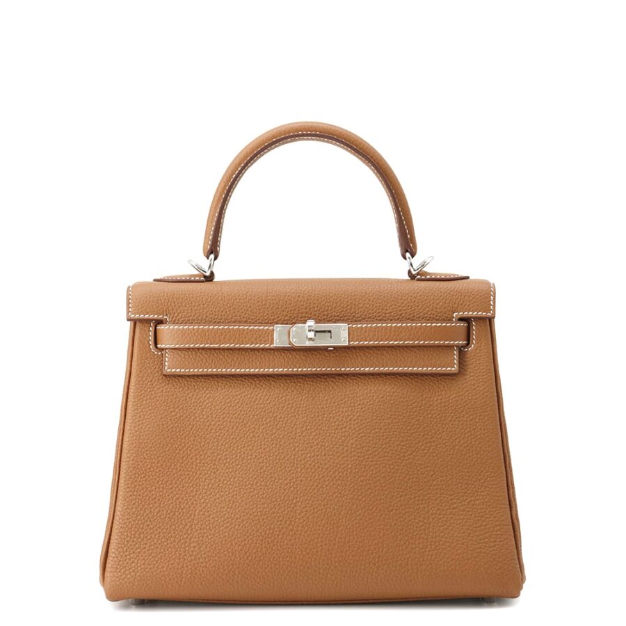 HERMES Kelly Retourne Gold Togo Leather Size 25 | Studio Nafay