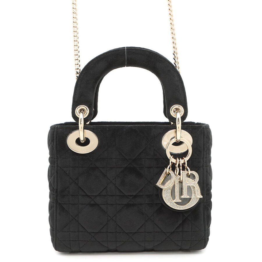 Dior Lady Dior Black Velour Size Mini | Studio Nafay