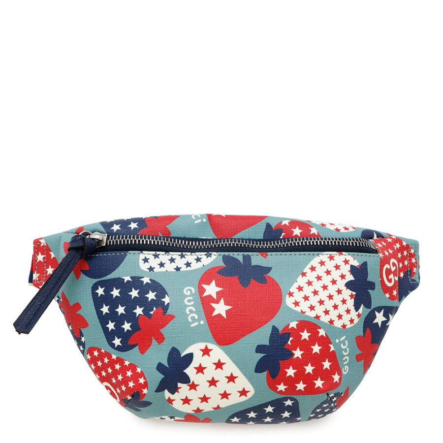 GUCCI Children's Belt Bag Strawberry Blue/Multicolor502095 PVC Leather | Studio Nafay