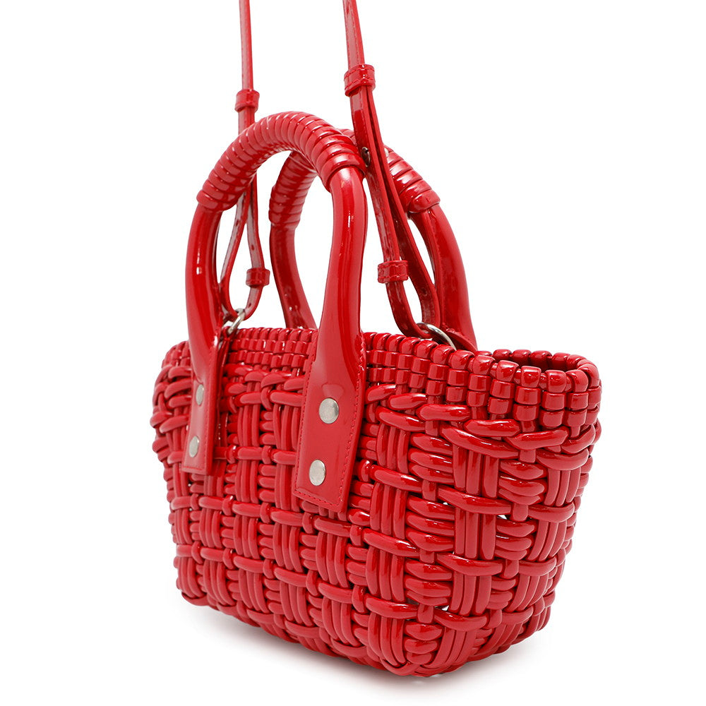 BALENCIAGA Bistro 2WAY Handbag Red678028 Patent Leather Size XXS