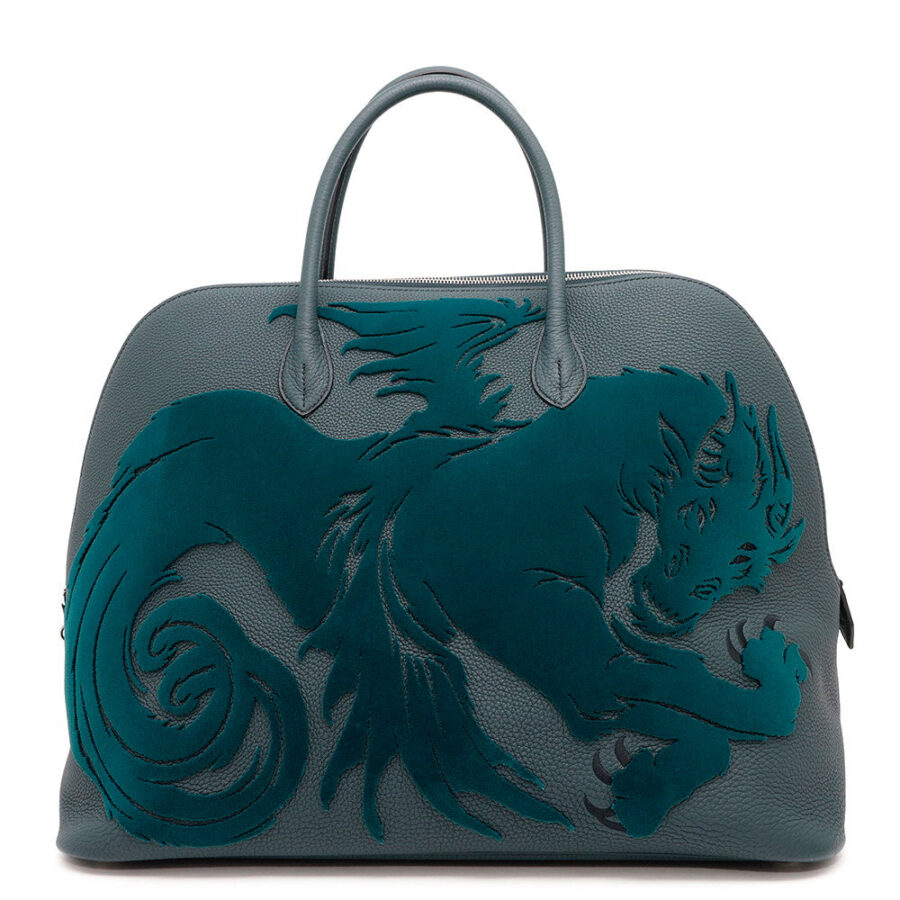 HERMES Bolide chimeres dragon Vert Shipley Togo Leather Velvet Size 45 | Studio Nafay