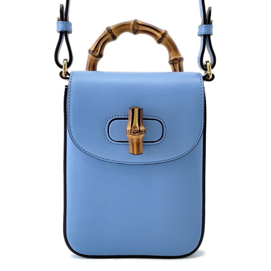 GUCCI Bamboo Mini 3WAY Backpack Light Blue702106 Leather Bamboo | Studio Nafay