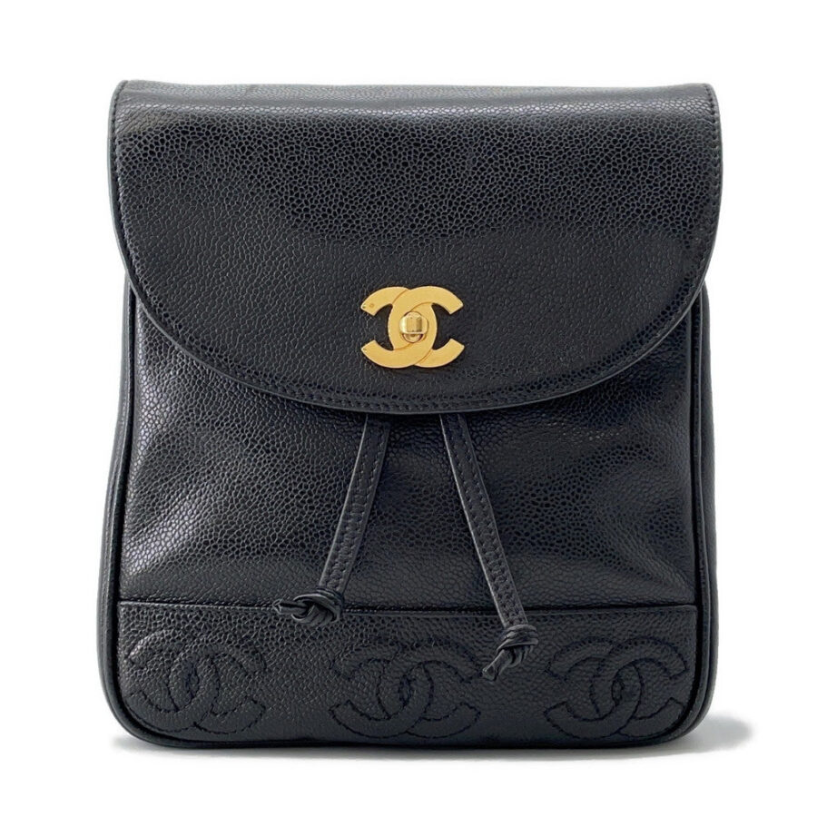 CHANEL Triple Coco Chain Backpack Black Caviar Leather | Studio Nafay