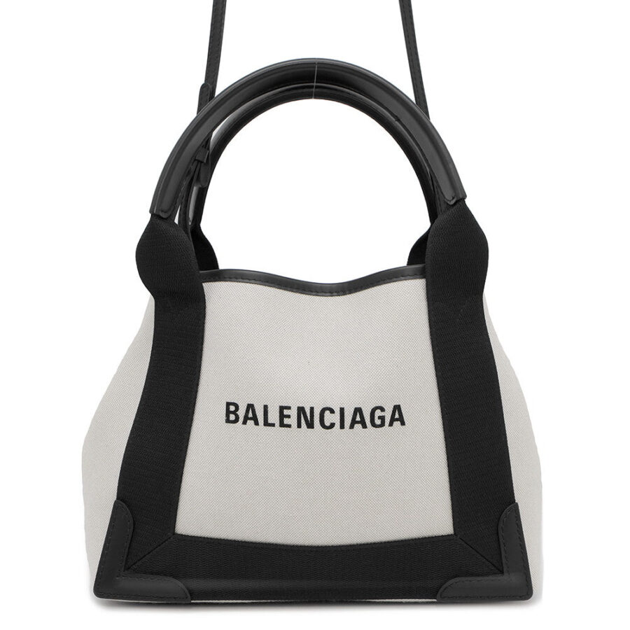 BALENCIAGA Navy Kabas Natural/Black390346 Canvas Size XS | Studio Nafay