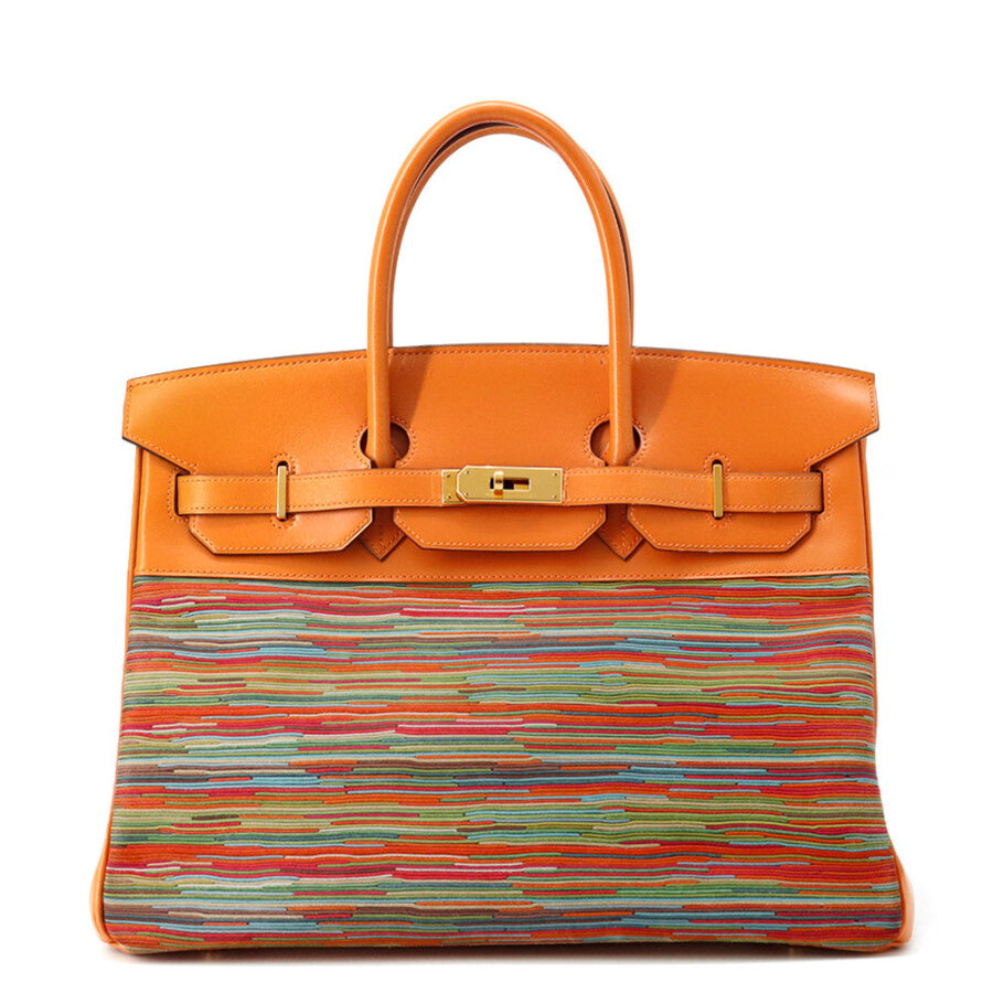 HERMES Birkin Orange Vibrato Box Calf Leather Size 35 | Studio Nafay
