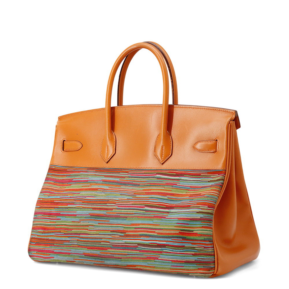 HERMES Birkin Orange Vibrato Box Calf Leather Size 35