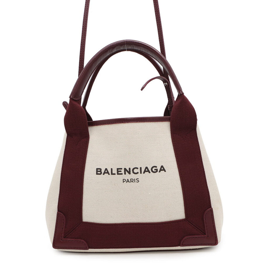 BALENCIAGA NavyCabas Natural/Bordeaux390346 Canvas Leather Size XS | Studio Nafay