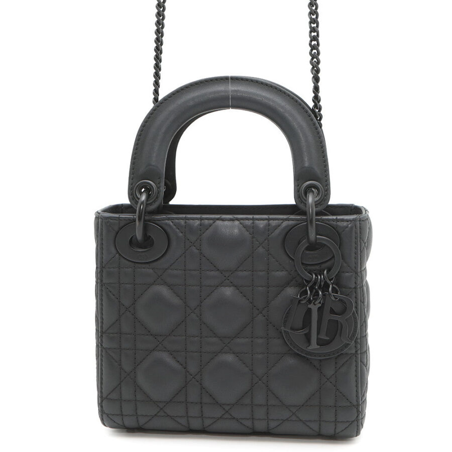 Dior Lady Dior Canage 2WAY Handbag BlackM0505SLOI Ultra Matt Calf Leather Size Mini | Studio Nafay