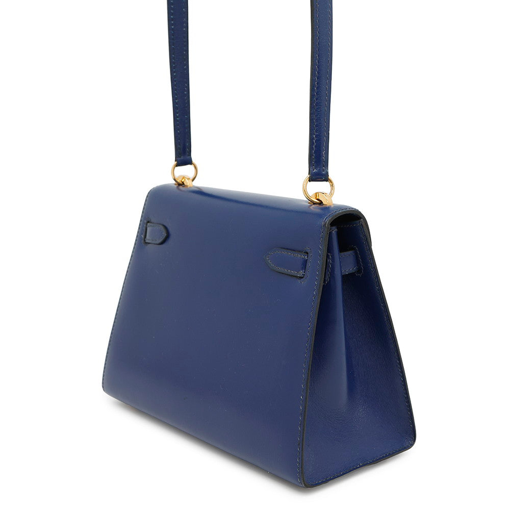 HERMES Mini Kelly Blue Saphir Box Calf Leather
