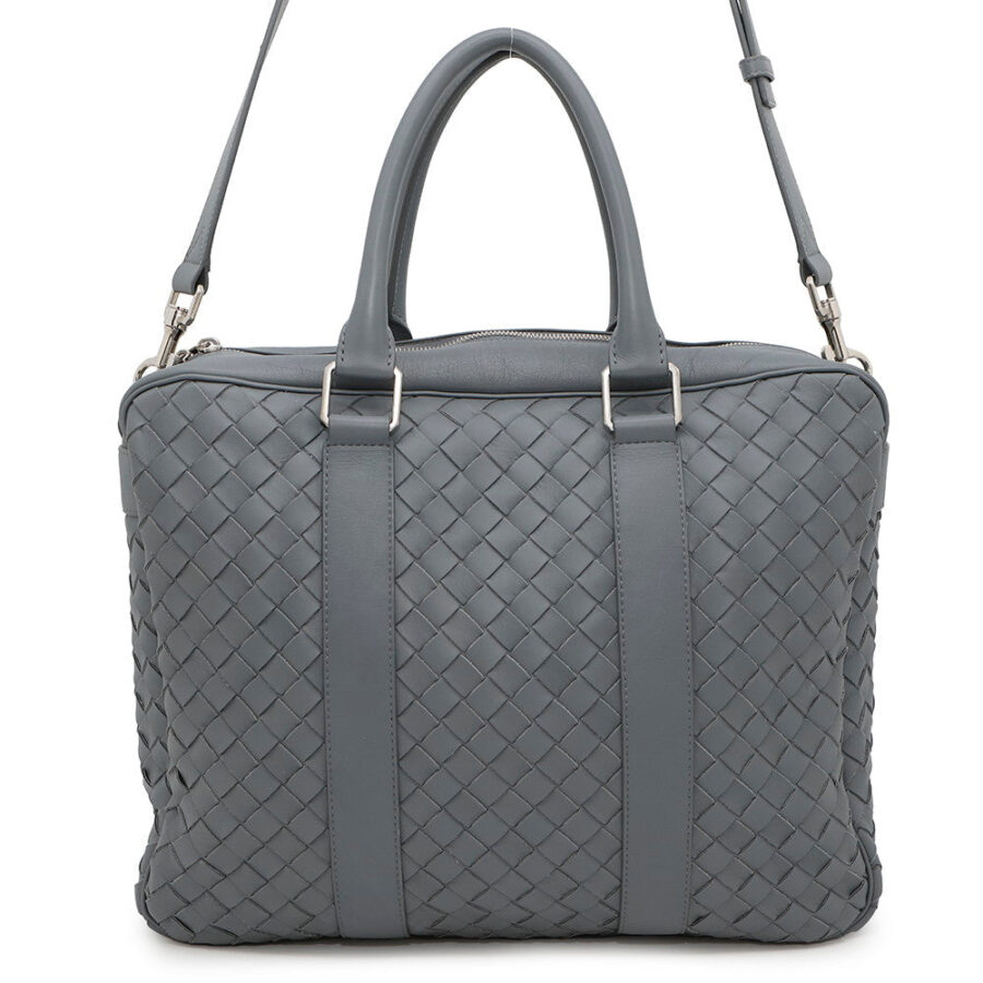 Bottega Veneta INTRECCIATO 2WAY Business Bag Gray Leather | Studio Nafay