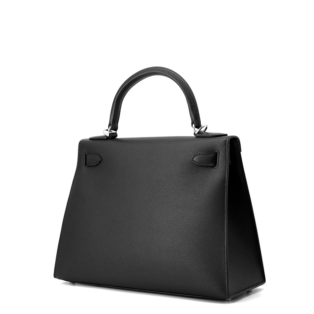 HERMES Kelly Sellier Black Epsom Size 28