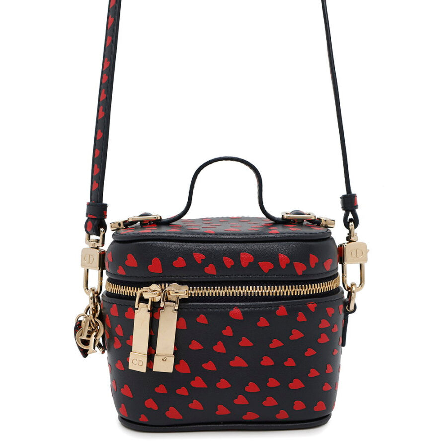 Dior Heart 2-Way Shoulder Vanity Pouch Navy/Red Leather | Studio Nafay