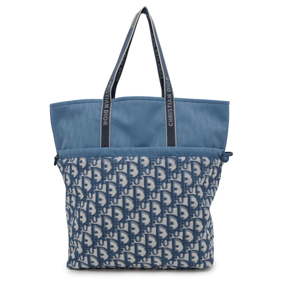 Dior Oblique Reversible Tote Bag Light Blue Canvas Pile | Studio Nafay