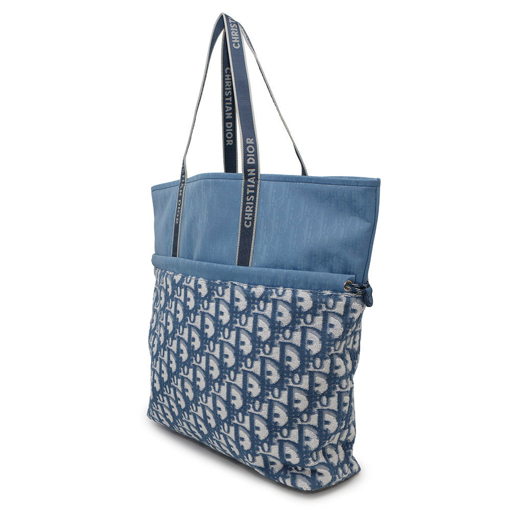 Dior Oblique Reversible Tote Bag Light Blue Canvas Pile