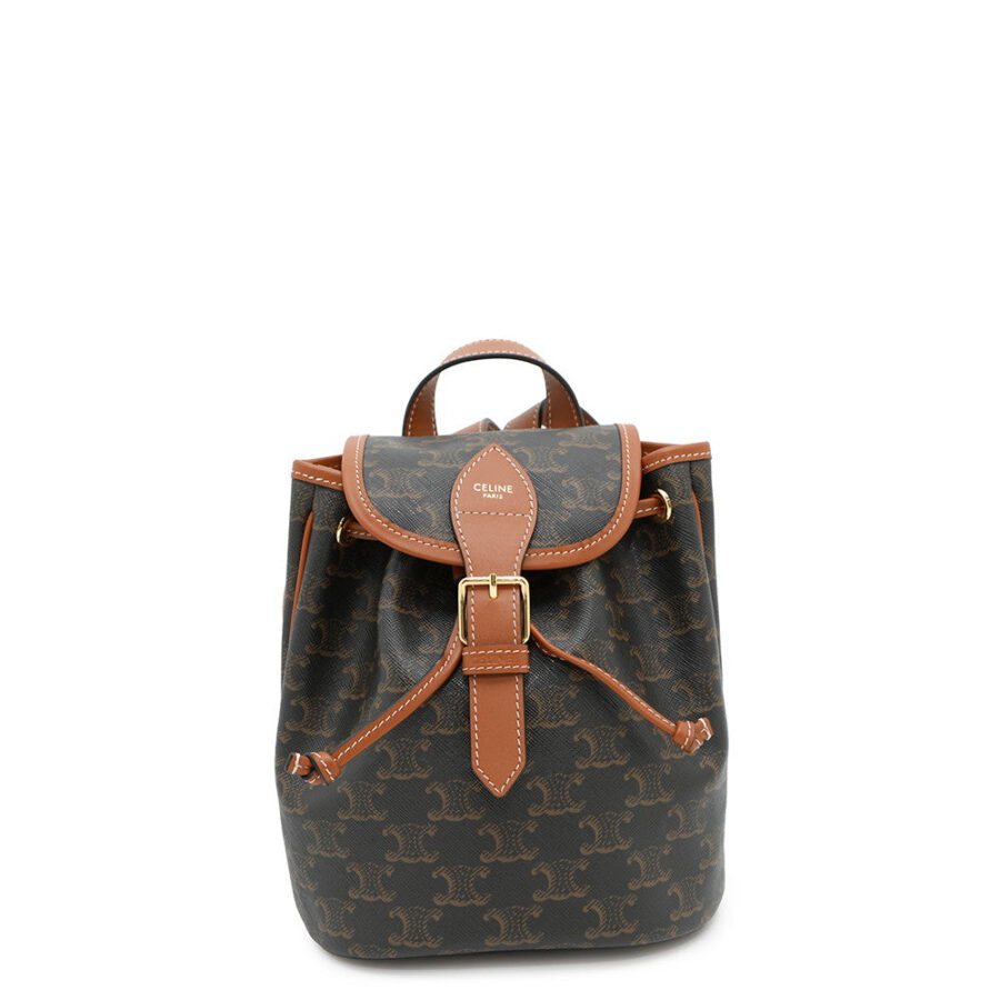 CELINE Triomphe Falco Mini Backpack Tan197662 PVC Calf Leather | Studio Nafay