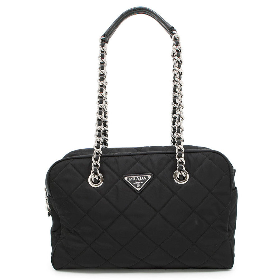 PRADA Impuntu Chain Tote Bag Black1BB903 Nylon | Studio Nafay