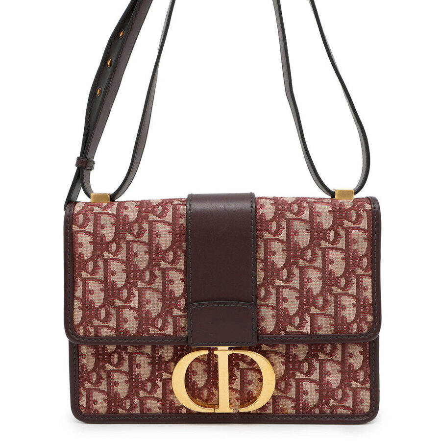 Dior Oblique Montaigne Shoulder Bag Bordeaux Canvas Leather | Studio Nafay