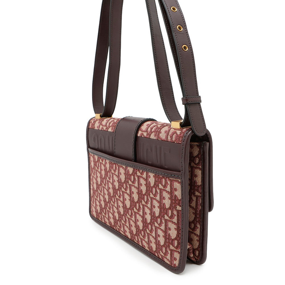 Dior Oblique Montaigne Shoulder Bag Bordeaux Canvas Leather