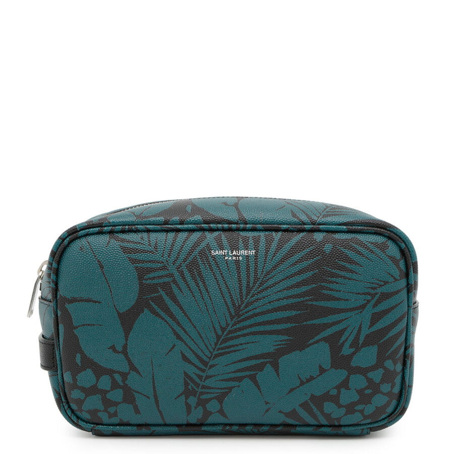 SAINT LAURENT PARIS Botanical Pattern Clutch Bag Black/Green650125 Leather | Studio Nafay