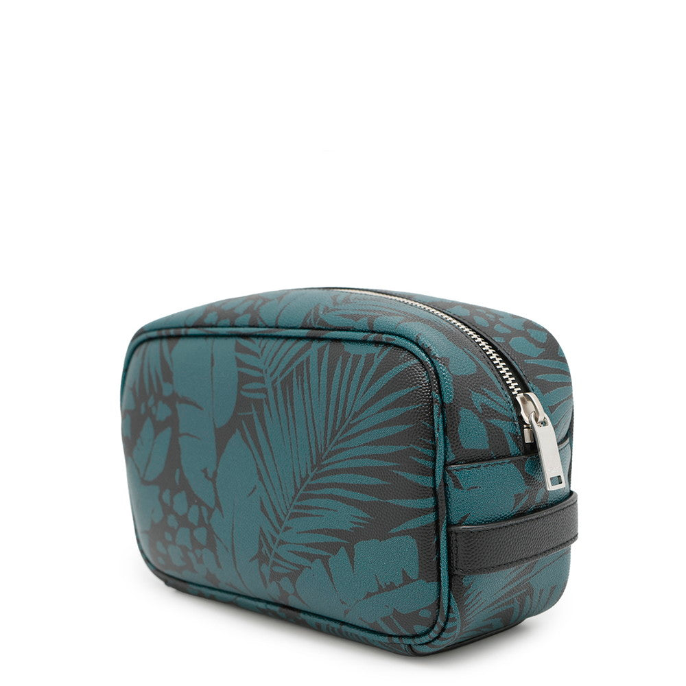 SAINT LAURENT PARIS Botanical Pattern Clutch Bag Black/Green650125 Leather