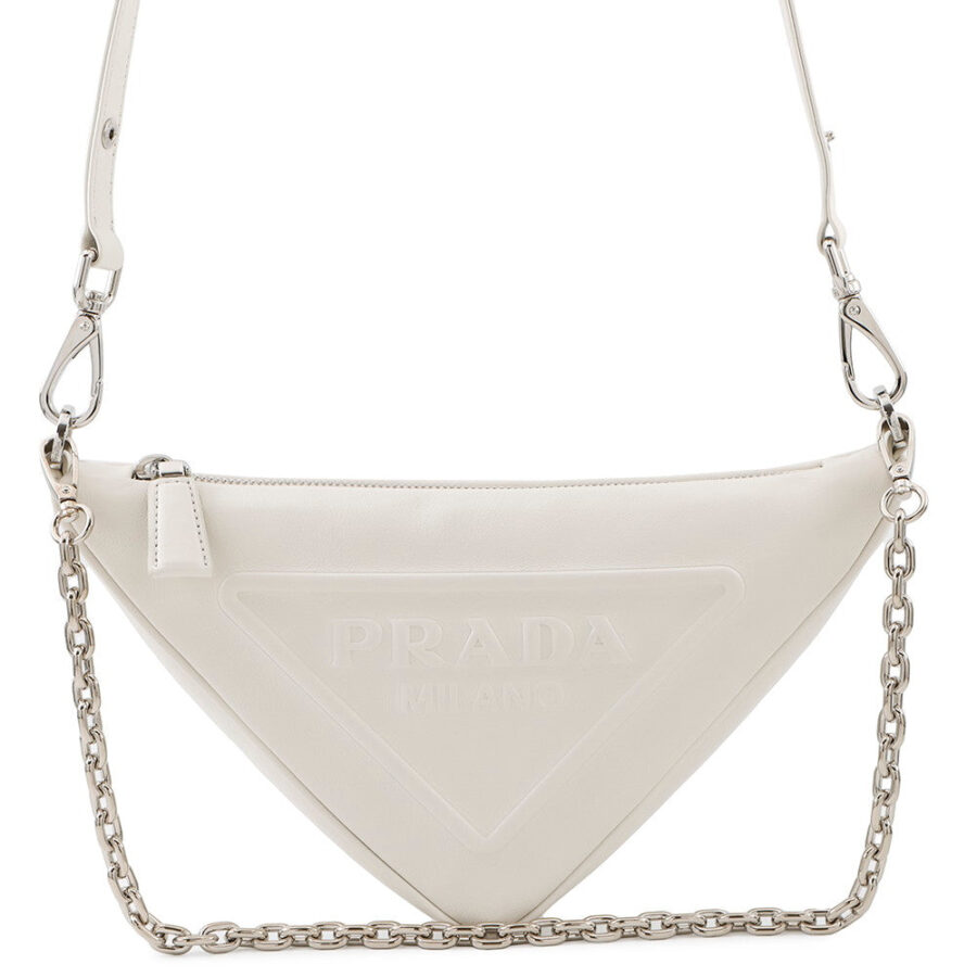 PRADA Triangle Shoulder White1BC543 Calf Leather | Studio Nafay