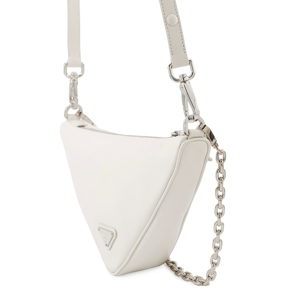 PRADA Triangle Shoulder White1BC543 Calf Leather