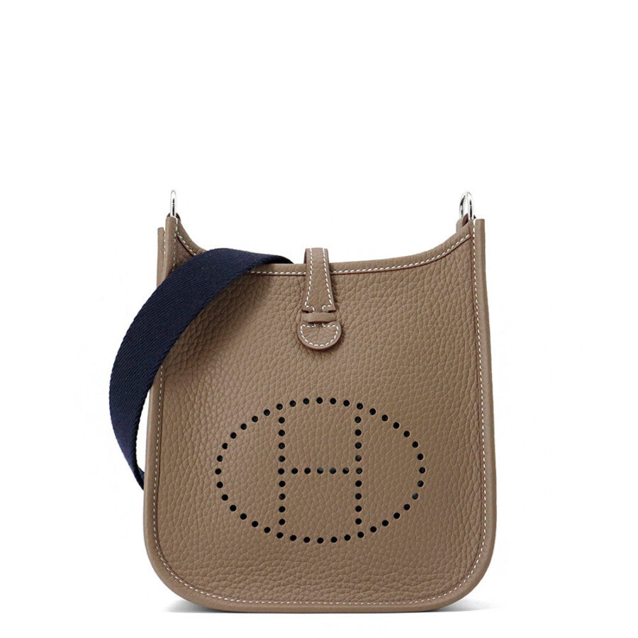 HERMES Evelyne Long Etoupe/Blue Indigo Taurillon Clemence Size TPM | Studio Nafay