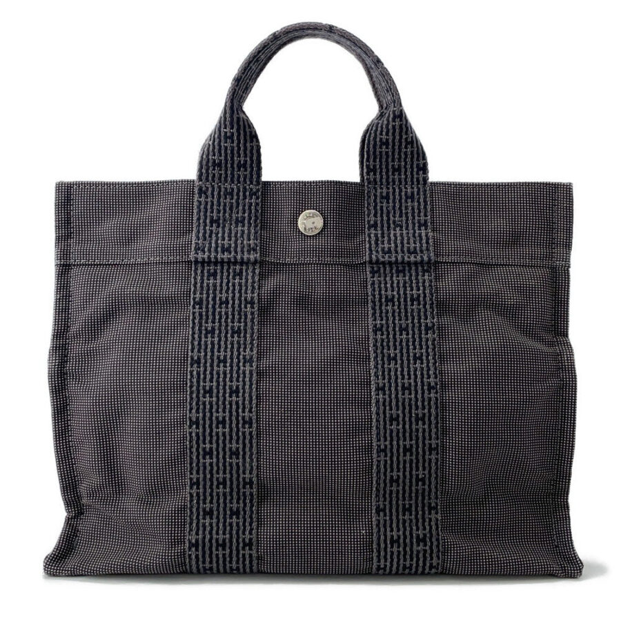 HERMES Her Line Tote Gray Nylon Canvas Size PM | Studio Nafay