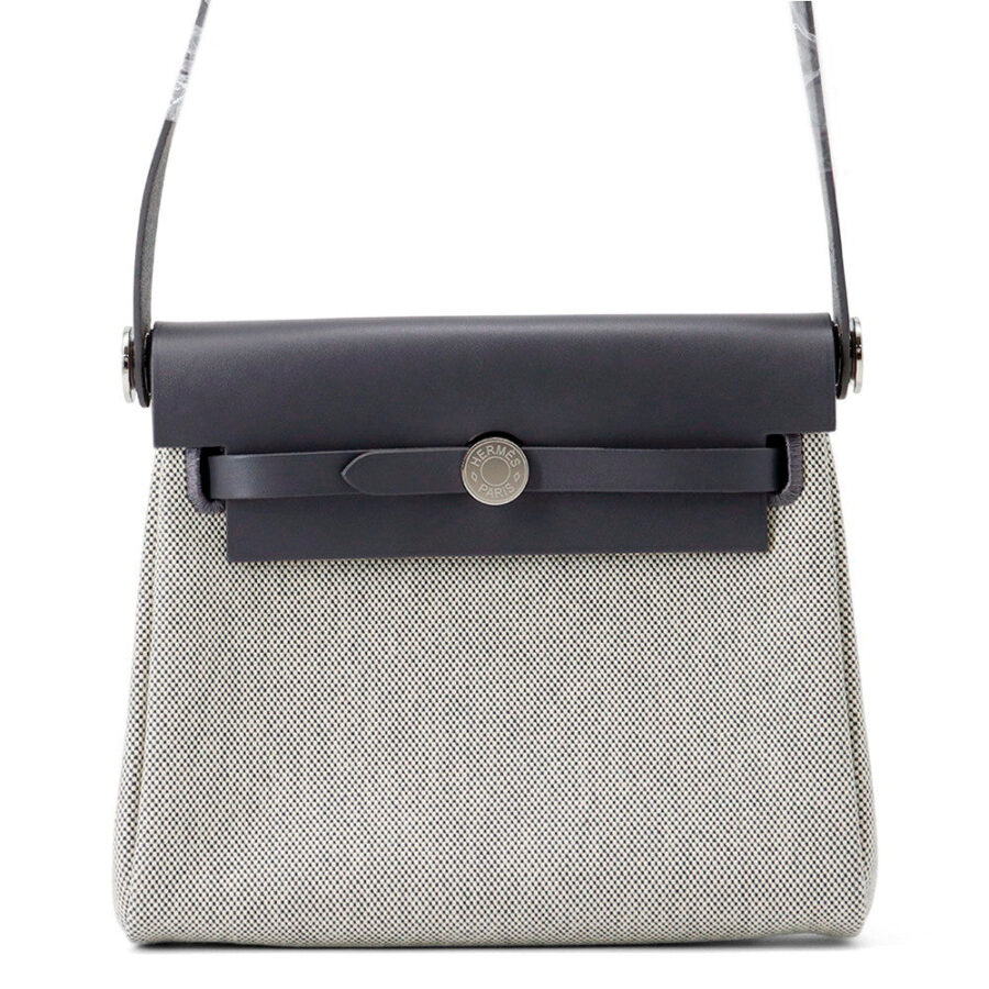 HERMES Herbag zip Ardoise/Ecru Toile H Vache Hunter Leather Size Mini | Studio Nafay