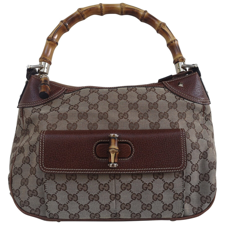 Gucci bamboo brown cloth handbag | Studio Nafay