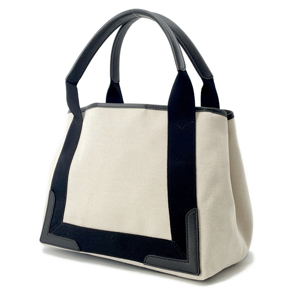 BALENCIAGA Navy Kabas White/Black339933 Canvas Leather Size S