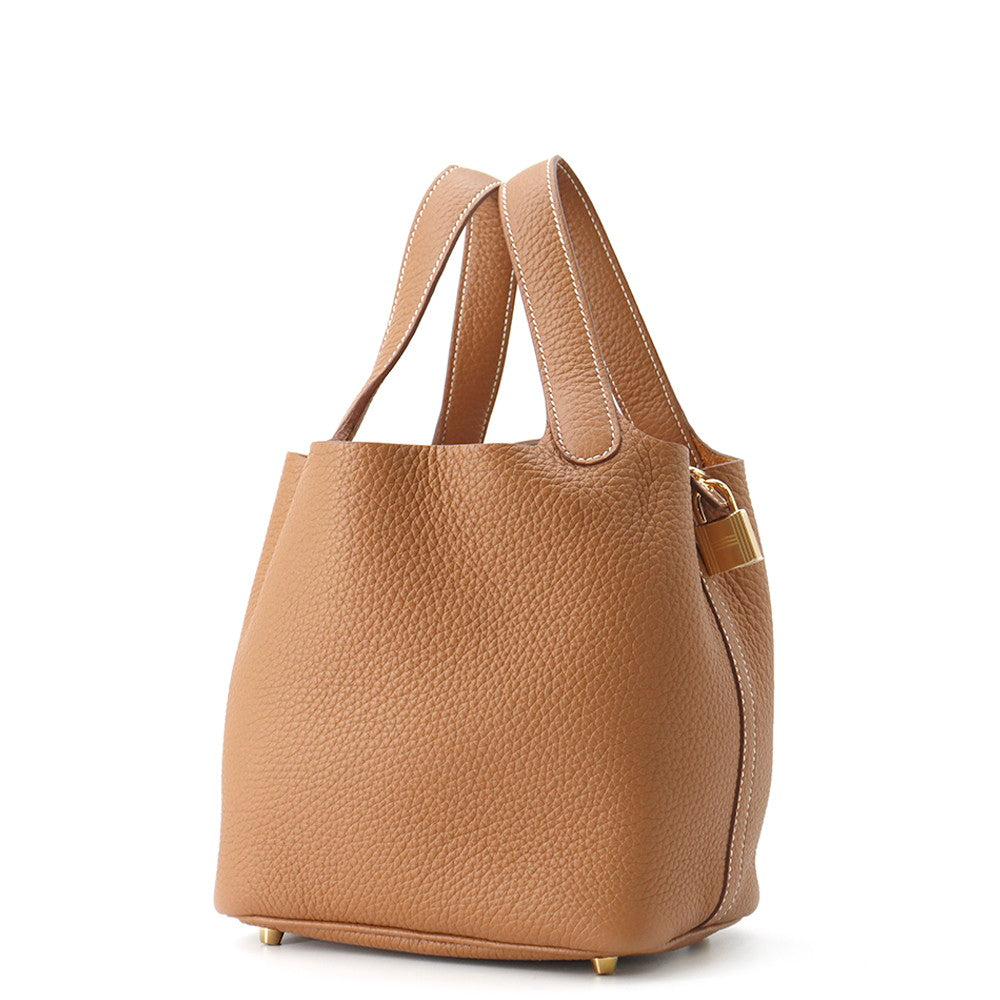 HERMES Picotin Lock Gold Taurillon Clemence Size PM