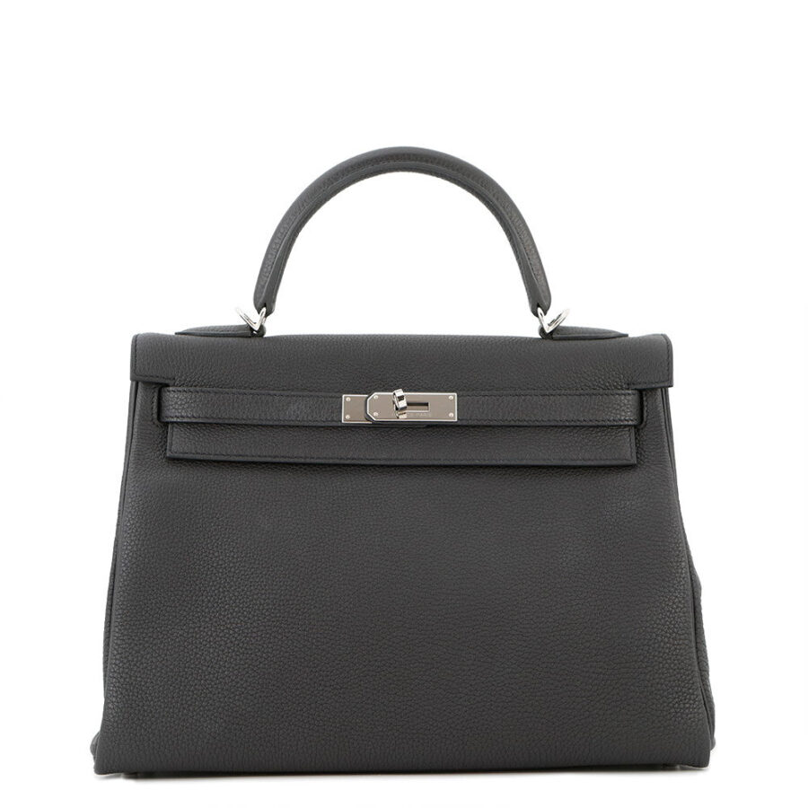 HERMES Kelly Retourne Black Togo Leather Size 32 | Studio Nafay