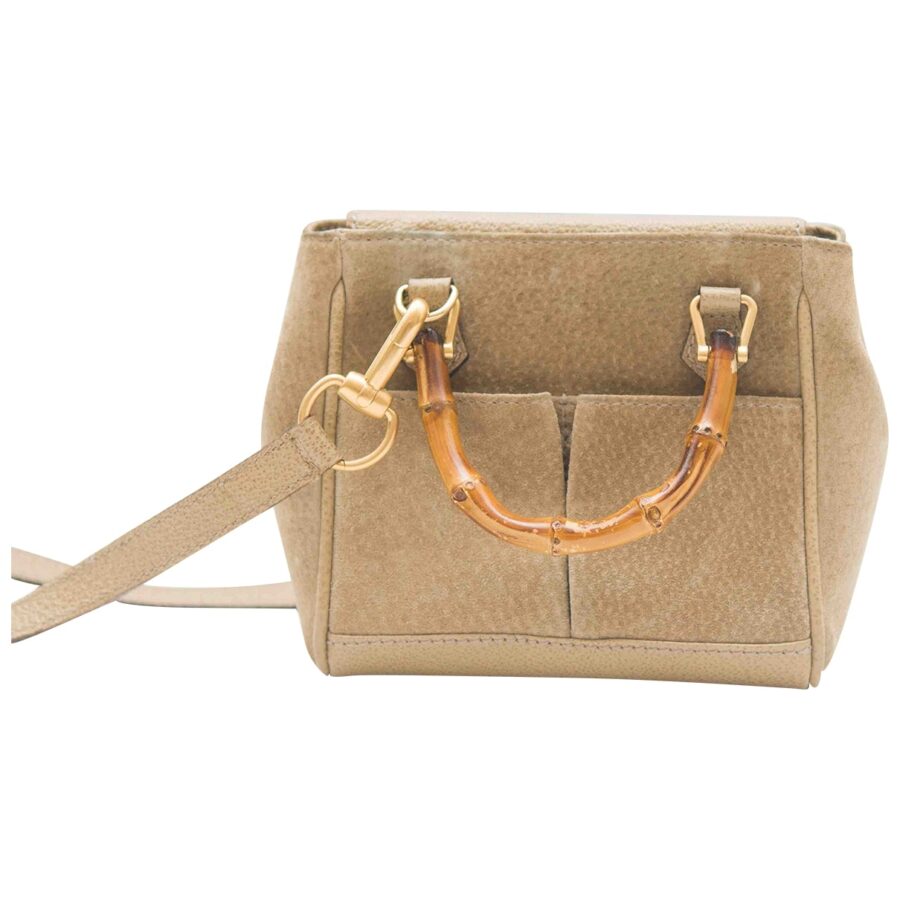 Gucci bamboo beige suede handbag | Studio Nafay