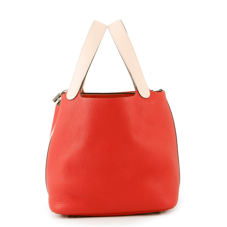 HERMES Picotin Lock Touch Rouge Tomate/Rose Eglantine Taurillon Clemence Swift Leather Size MM | Studio Nafay
