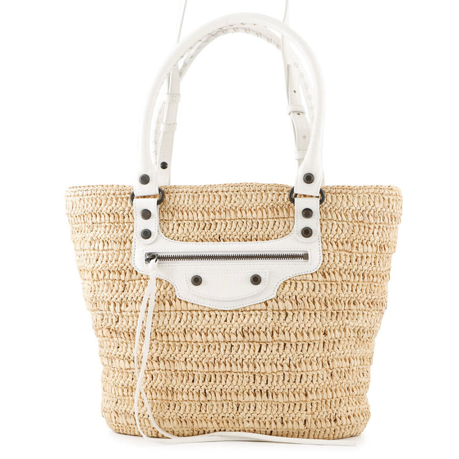 BALENCIAGA City basket bag Beige/White828888 Raffia Leather | Studio Nafay