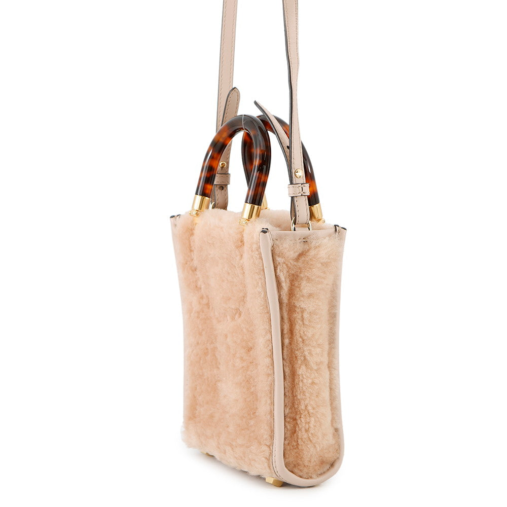 FENDI Sunshine shopper Pink8BS051 Mouton Leather