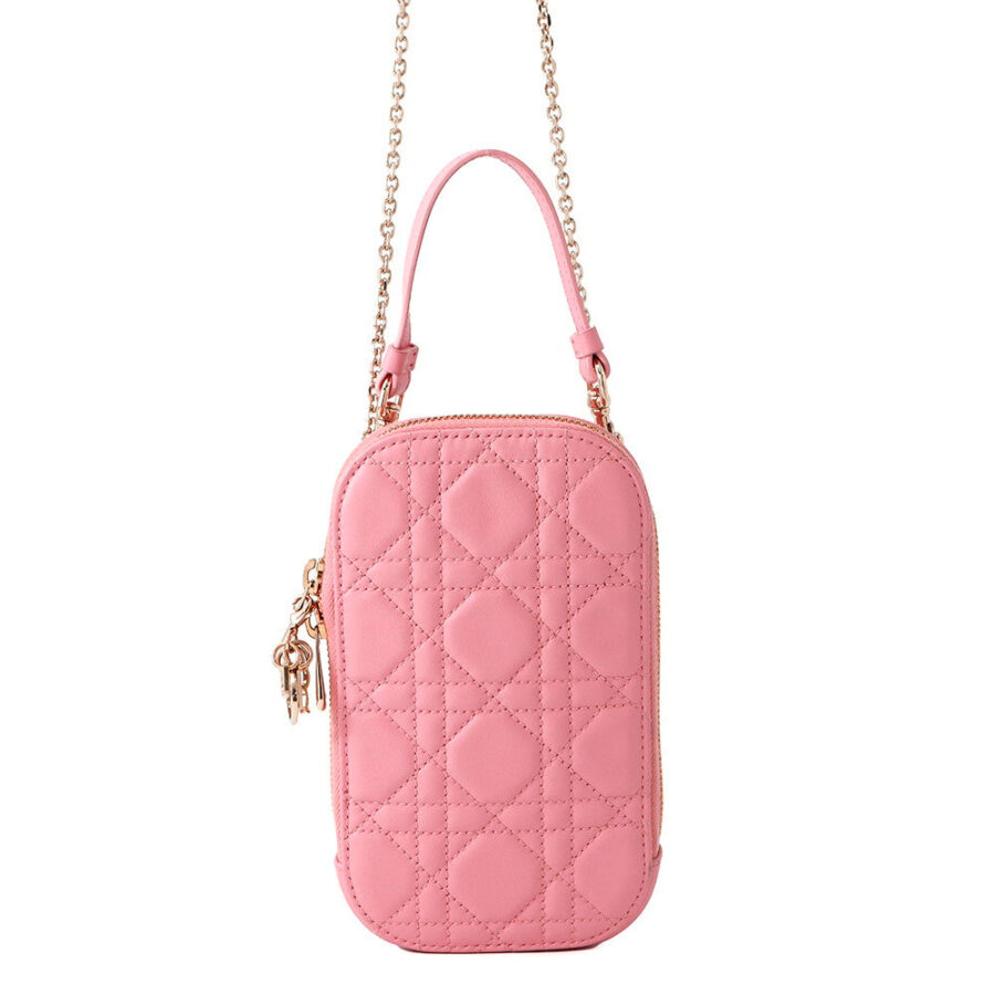 Dior Lady Dior phone holder PinkS0872ONMJ Lambskin | Studio Nafay