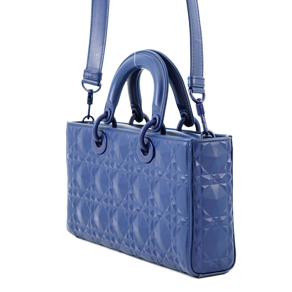 Dior Lady D Joy Cannage 2-Way Bag NavyM0540INEA Leather Size Medium