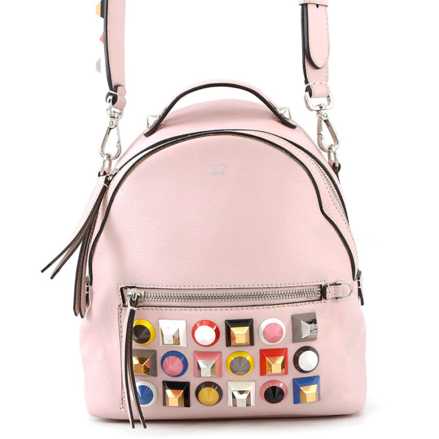FENDI Bolsa Vitto Dolce Studded Shoulder Bag Pink8BT281 Leather | Studio Nafay