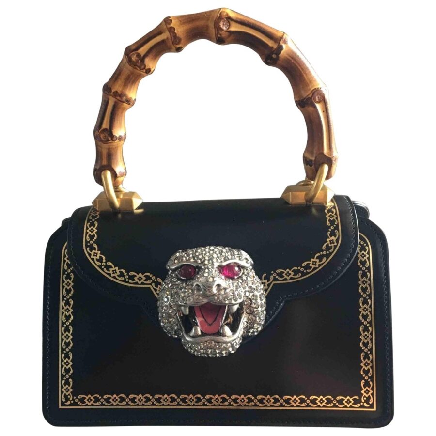 Gucci bamboo black leather clutch bag | Studio Nafay