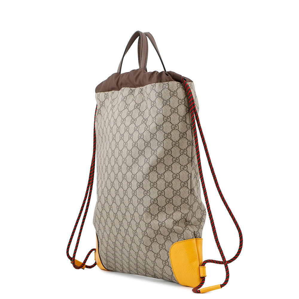 GUCCI ?GG Supreme DrawstringBag Brown473872 PVC Leather