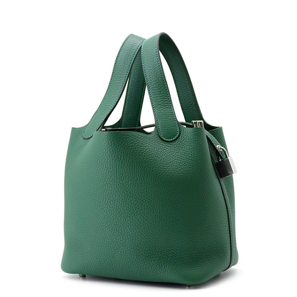 HERMES Picotin Padlock Vert Moyen Taurillon Clemence Size PM