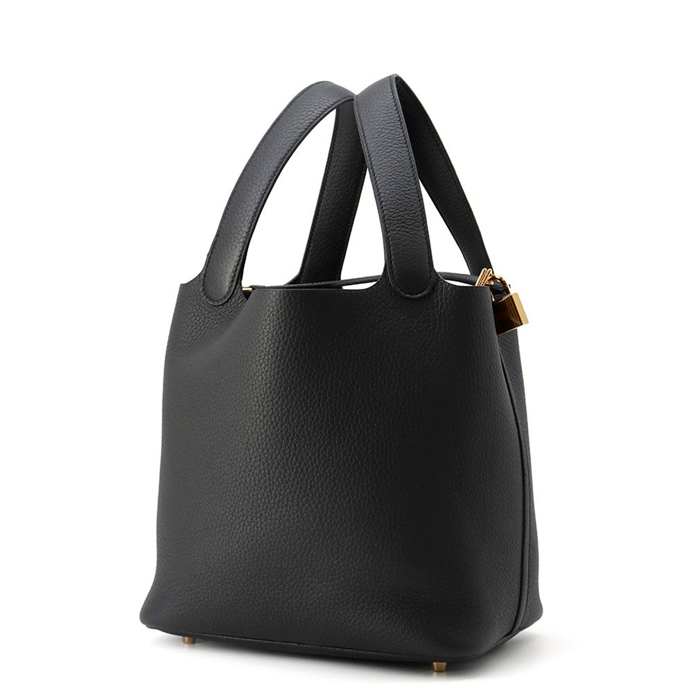 HERMES Picotin Lock Black Taurillon Clemence Size MM