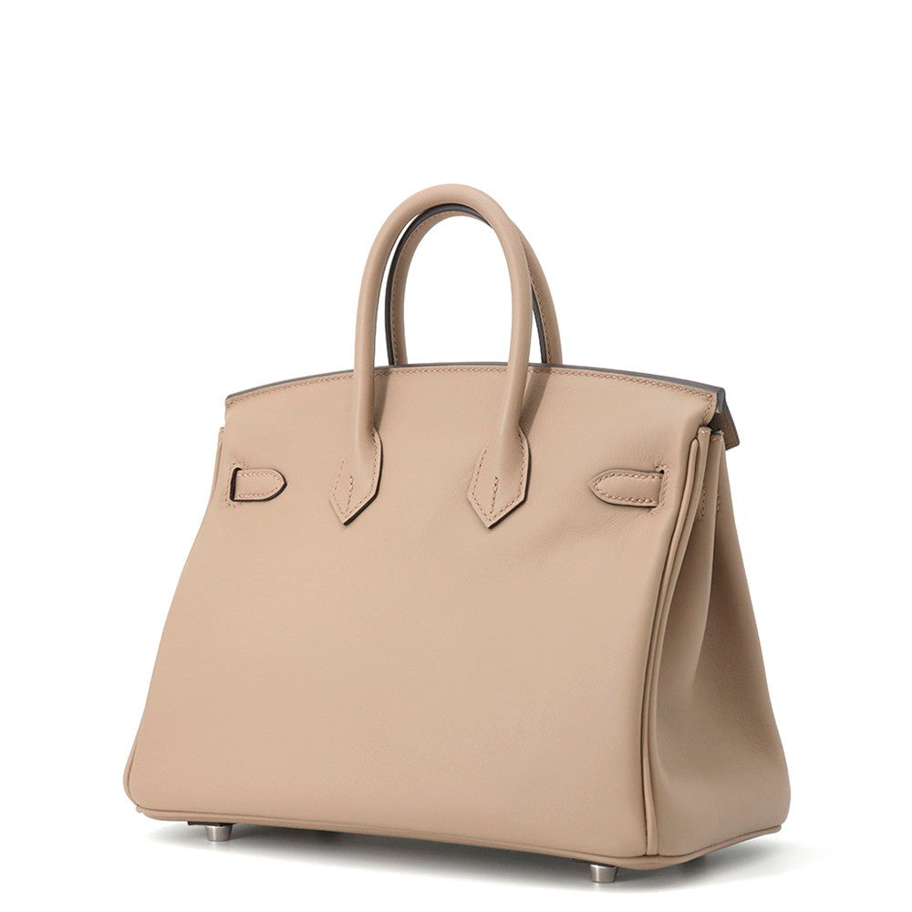HERMES Birkin Beige Marfa/Gris Pale Swift Leather Size 25
