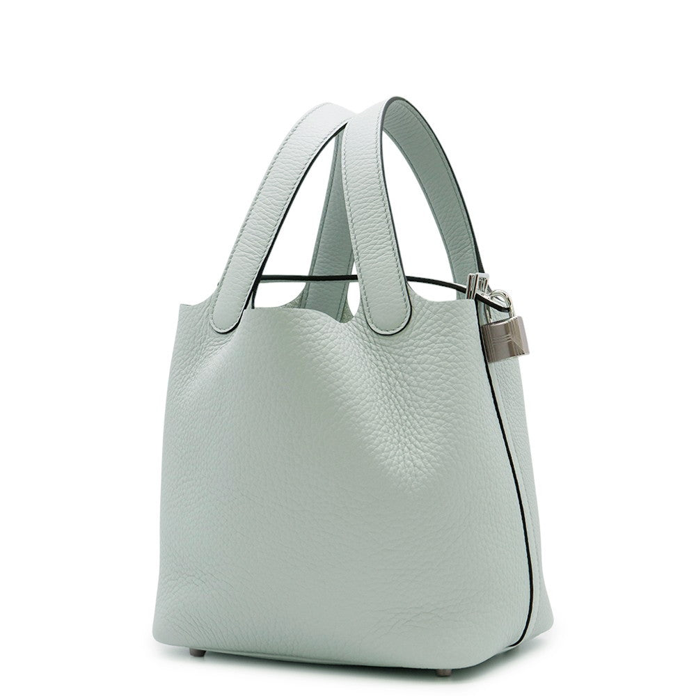 HERMES Picotin Lock Blue Pale Taurillon Clemence Size PM