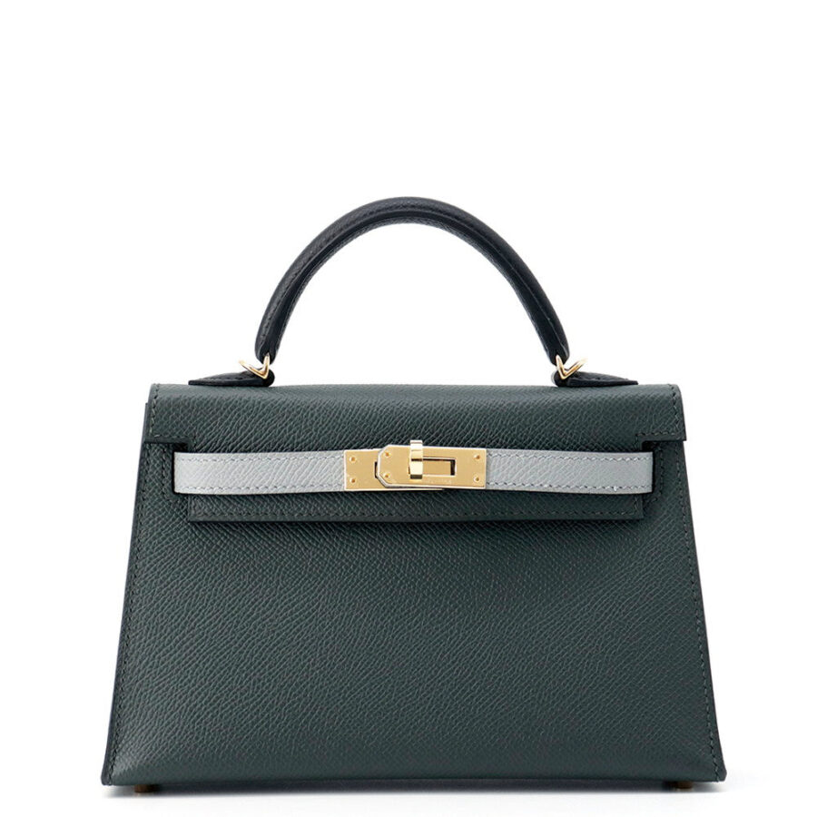 HERMES Mini Kelly 2 Tricolor Vert Mangrove/Black/Green Pantan Epsom | Studio Nafay