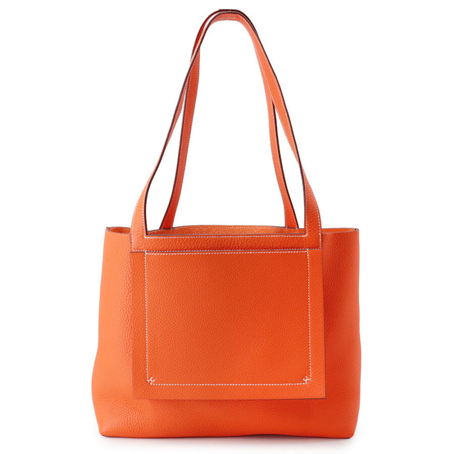 HERMES Cabas Sellier Orange Poppy Taurillon Clemence Size 31 | Studio Nafay