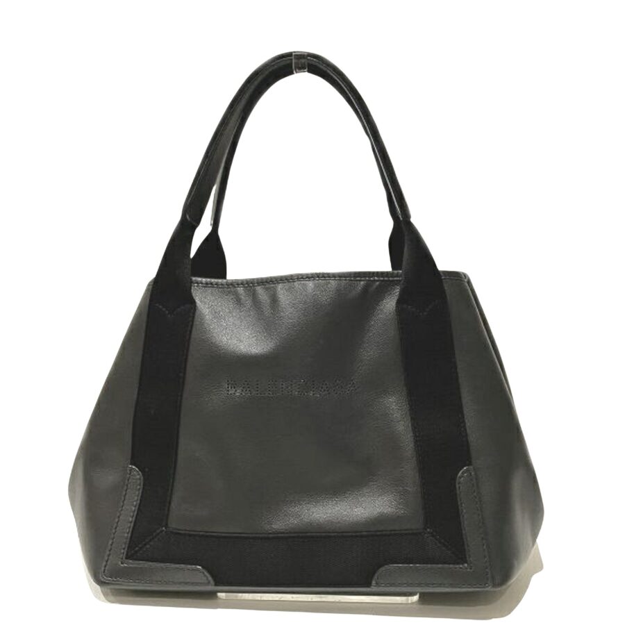 BALENCIAGA Navy Cabas Handbag | Studio Nafay